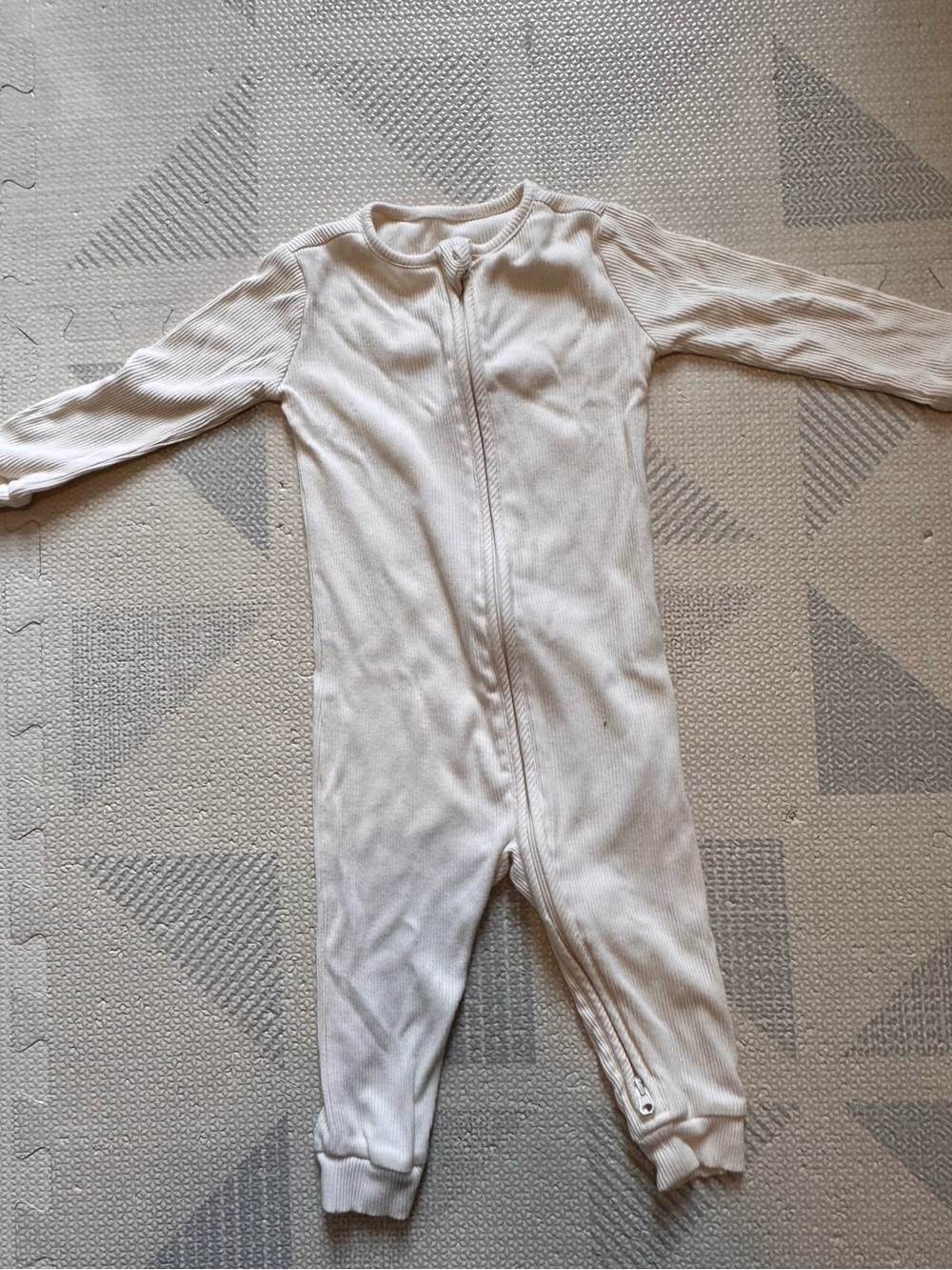 Quince Cream Softest Rib One-Piece Zipper Pajamas 9-12 M
